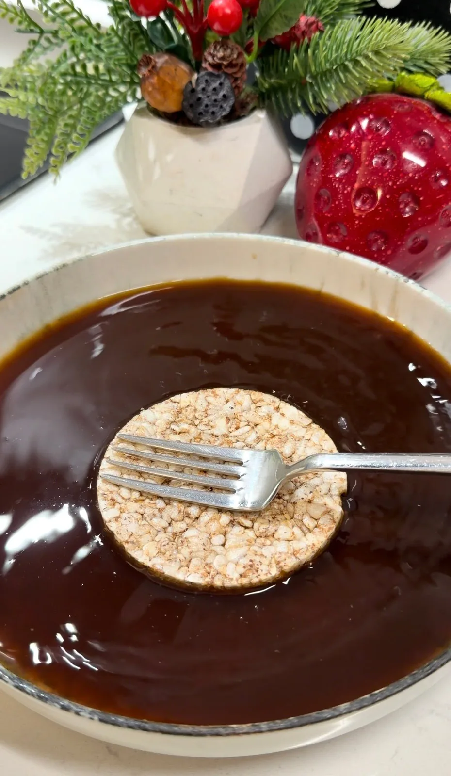 buckwheat cake dipped into cold coffee for fit tiramisu