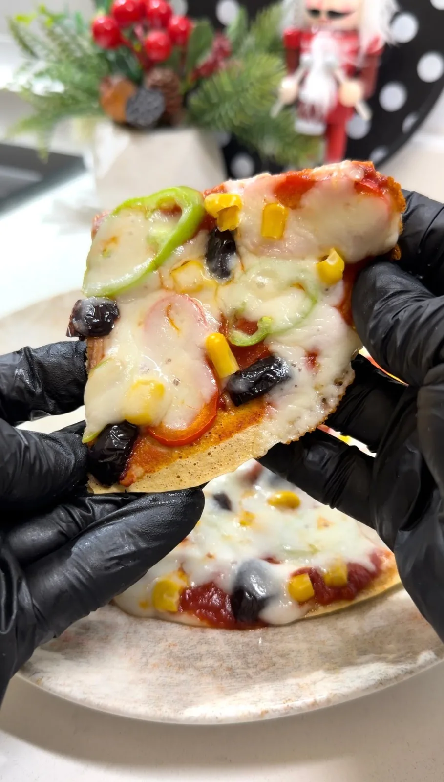 healthy oat pizza cooking in a pan until cheese melts