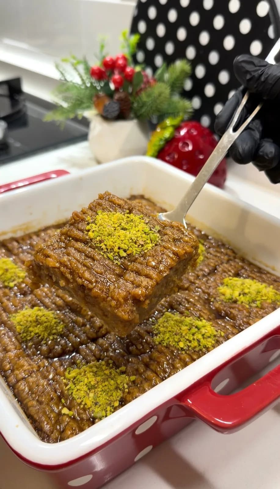 Nevzine Dessert (Turkish Tahini Molasses Cake)