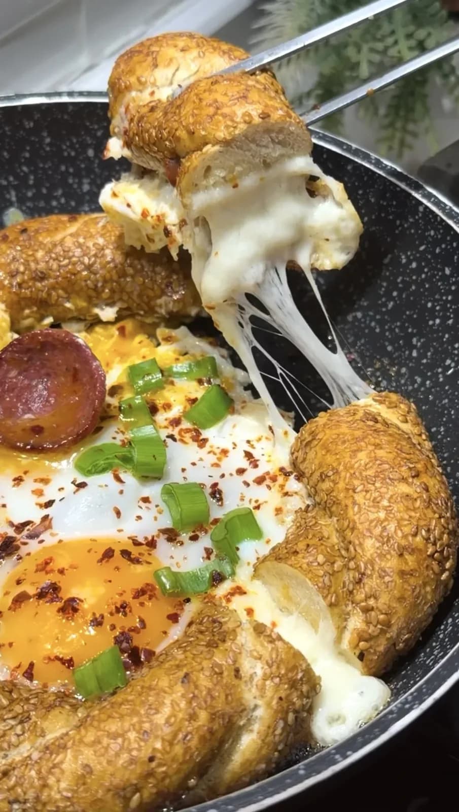 Simit with Eggs and Sucuk