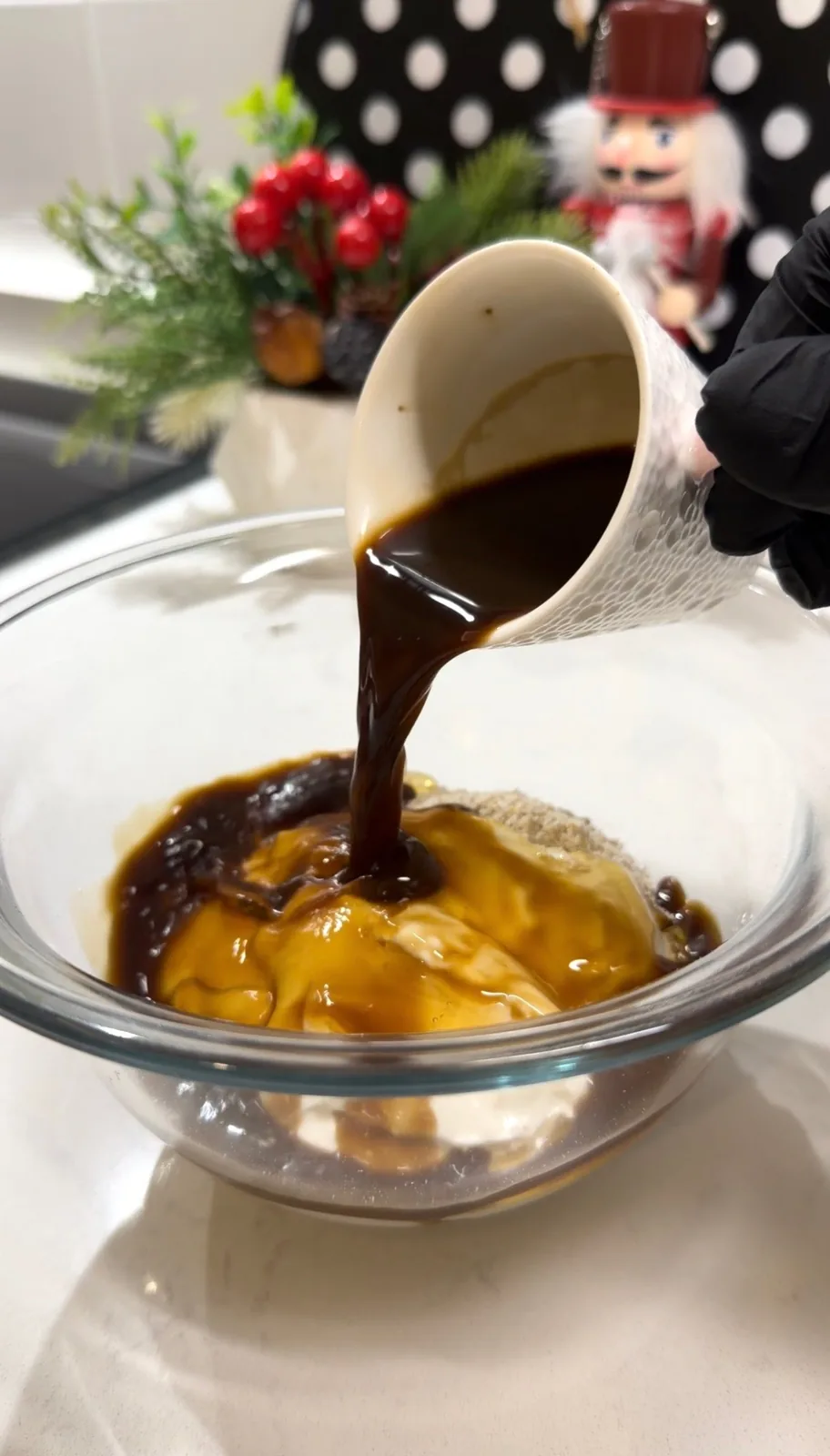labneh honey and oats being combined for healthy tiramisu balls