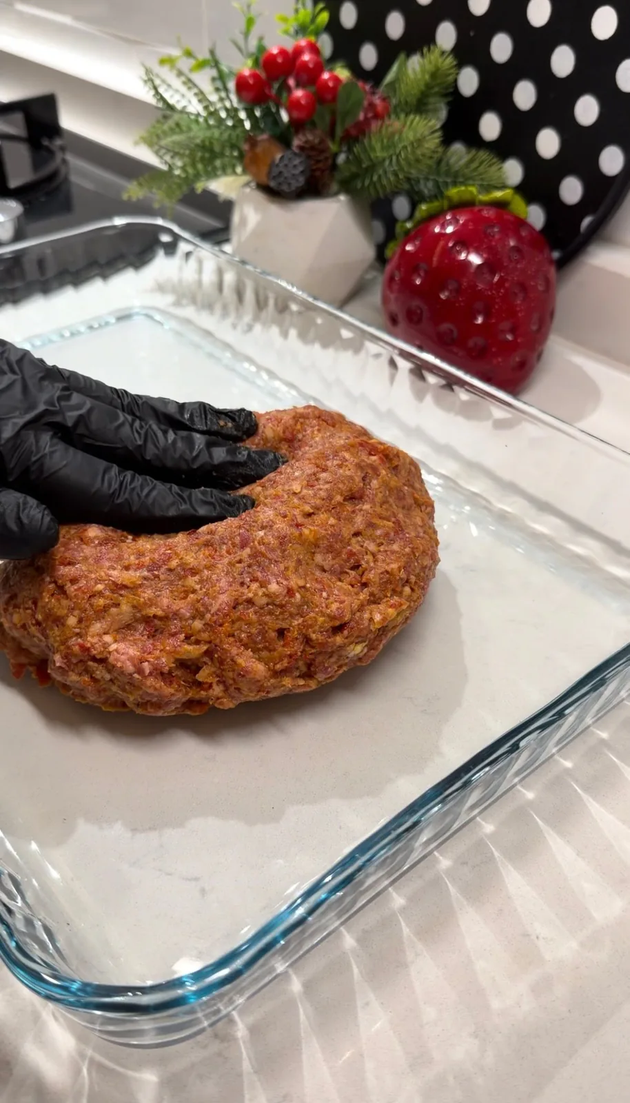 seasoned ground beef mixture prepared for homemade oven-baked Adana kebab