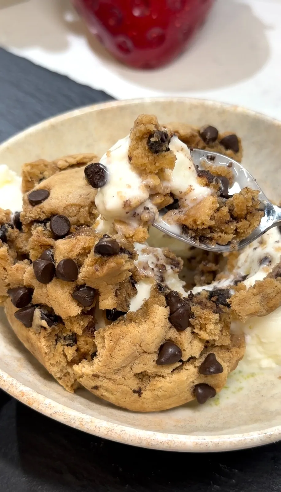 Warm Chocolate Chip Cookies with Ice Cream