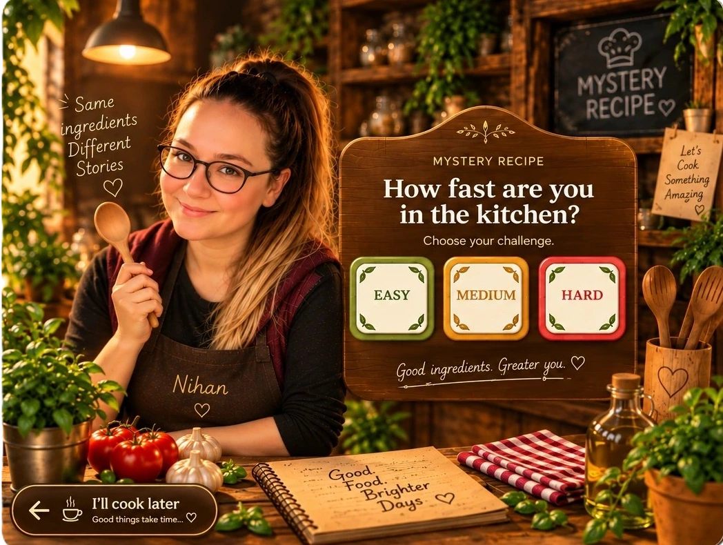 Mystery Recipe difficulty selection